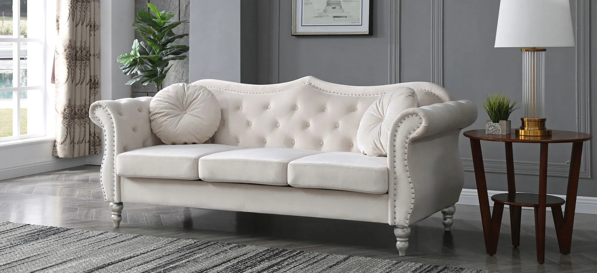 Glory Furniture Hollywood Sofa in Ivory by Glory Furniture